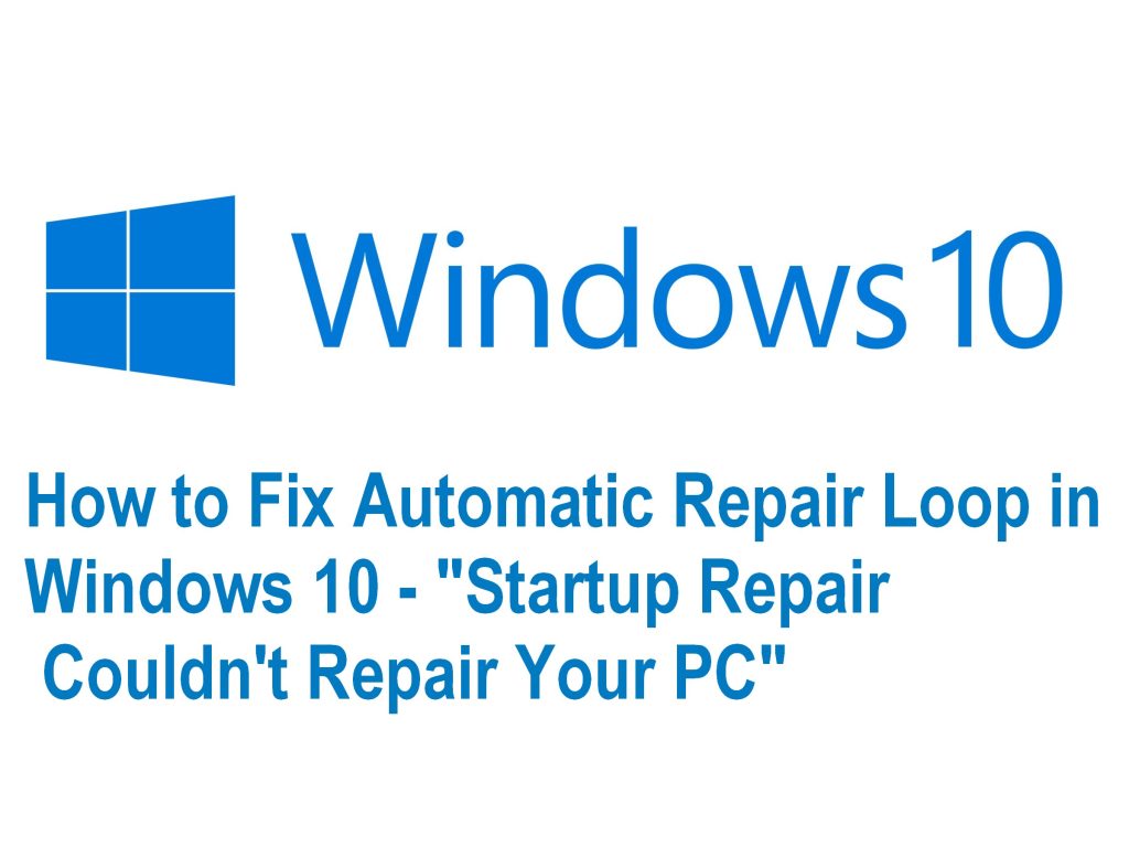 Fix Automatic Repair Loop in Windows 10 - Startup Repair Couldn't Repair Your PC