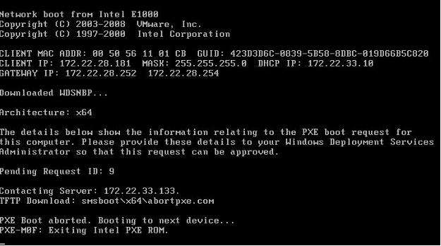 Fix Windows Deployment Services PXE Boot Aborted